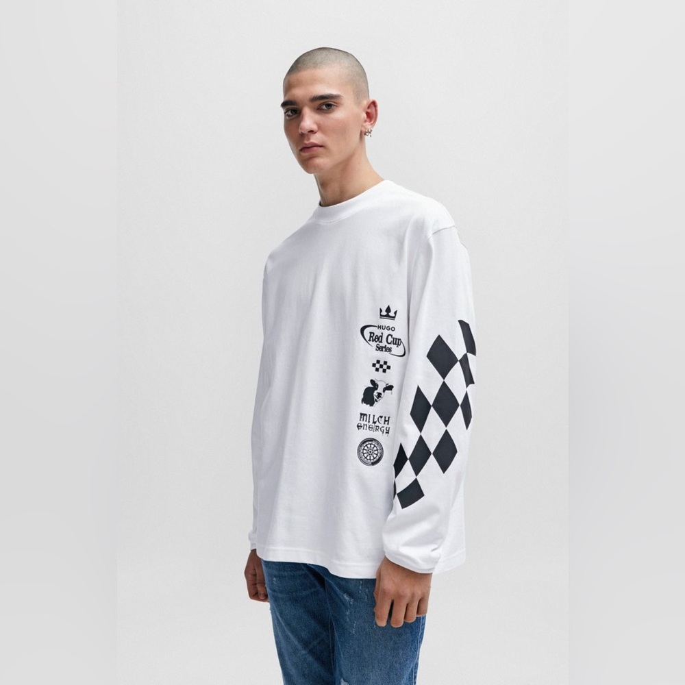 New Hugo Boss Medium Racing Themed Long Sleeve Shirt